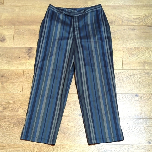 Vintage Tessuto Metallic Shimmer Stripe Cropped Women's Pants Old Money sz 8 - Picture 1 of 9